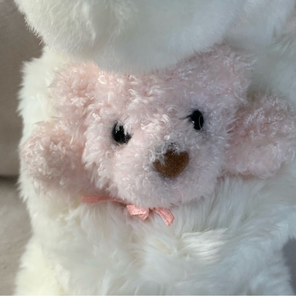 Vintage Gund “Momma’s Love” Stuffed Bear Mini Bear Toy Bow White Pink - Picture 5 of 15